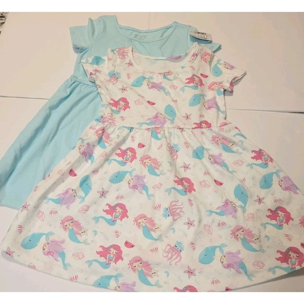 NEW Childrens Place girls size 4T Pretty Mermaid & Blue sundresses New 2-Pack